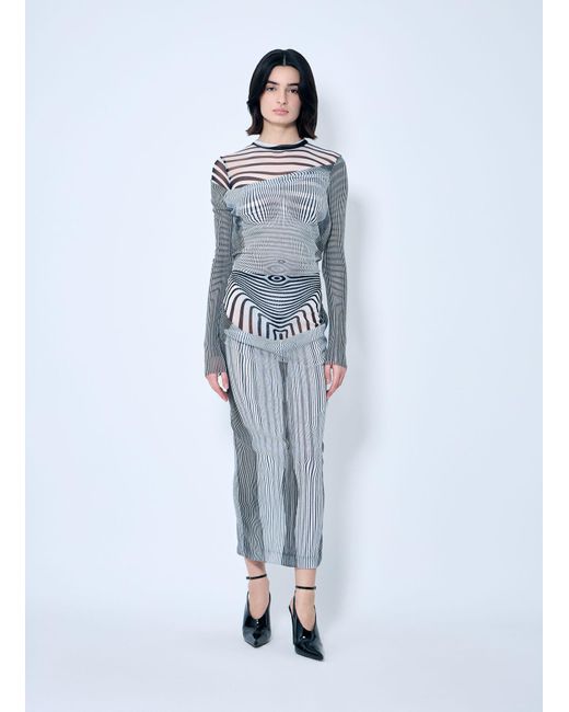 Jean Paul Gaultier Blue Double-Layer Mesh Midi Skirt