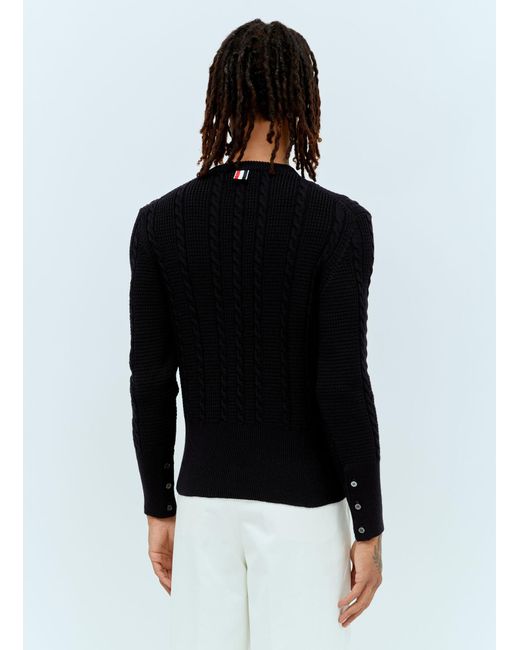 Thom Browne Black Cable Knit Sweater for men