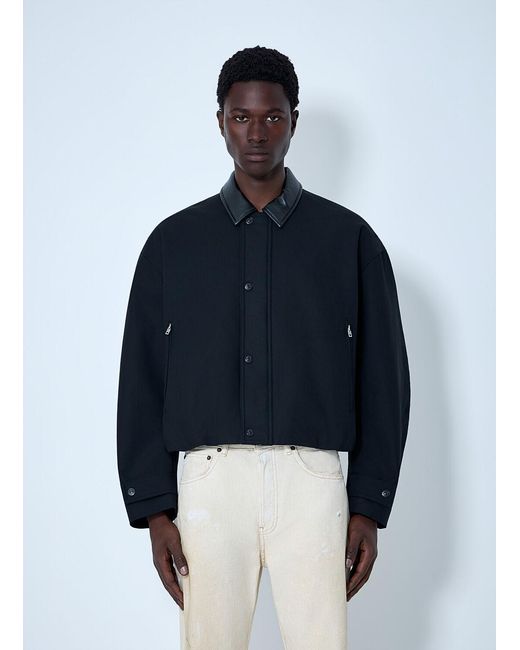 Acne Blue Leather-Trimmed Button Jacket for men