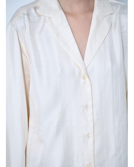 Totême White Monogram Silk Pj Shirt