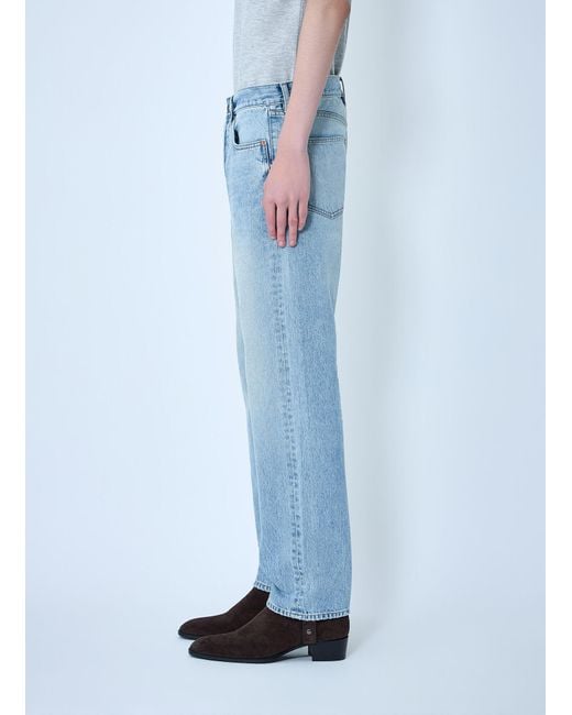 Saint Laurent Blue Loose Straight Mid-Rise Jeans for men