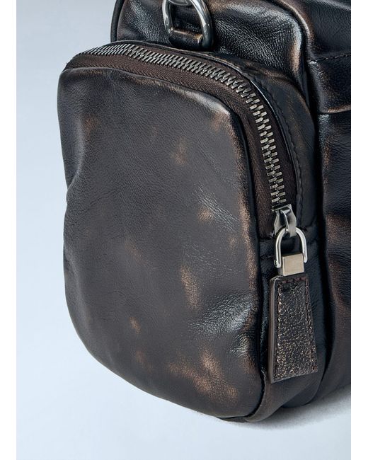 Prada Blue Distressed Nappa Leather Shoulder Bag for men