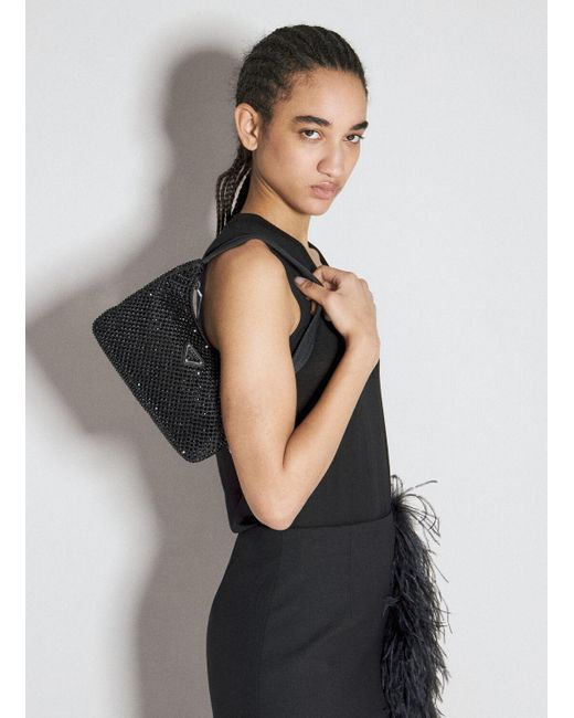 Prada Black Crystal-embellished Satin Mini Bag