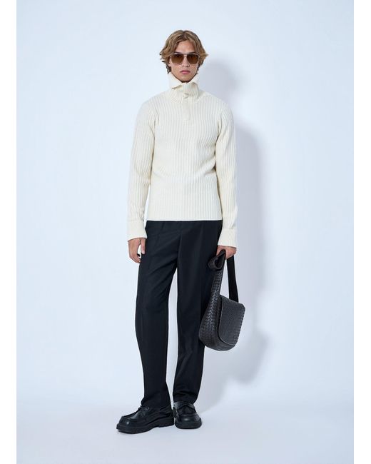 Bottega Veneta White Ribbed Knit Sweater for men
