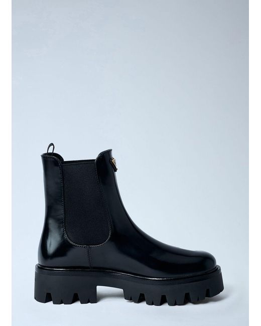 Prada Blue Logo Plaque Ankle Boots