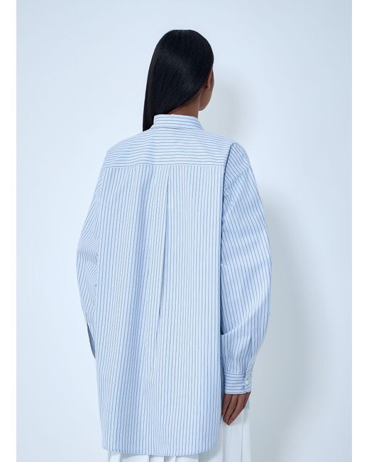 Prada Blue Half-Zip Pinstripe Shirt