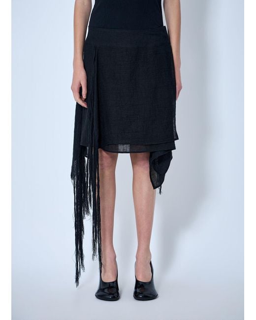 Yohji Yamamoto Blue Asymmetric Fringe Skirt