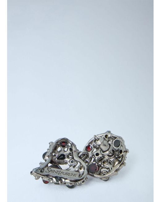 Saint Laurent White Mini Favorite Heart Earrings