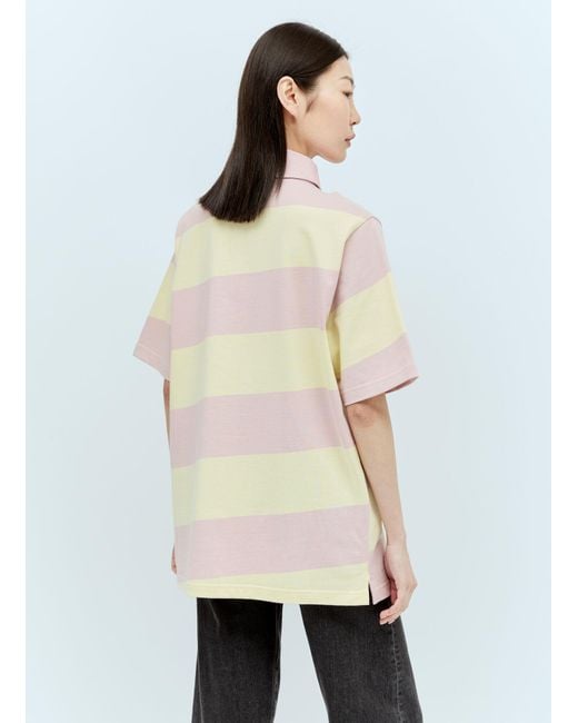 Burberry White Striped Ekd Polo Shirt