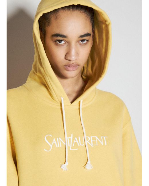 Saint Laurent Yellow Logo Embroidery Hooded Sweatshirt