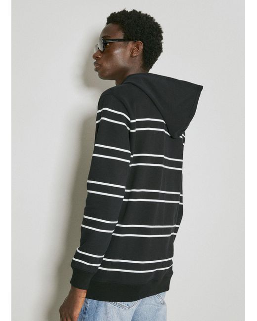 Saint Laurent Black Striped Cotton Fleece Hoodie for men