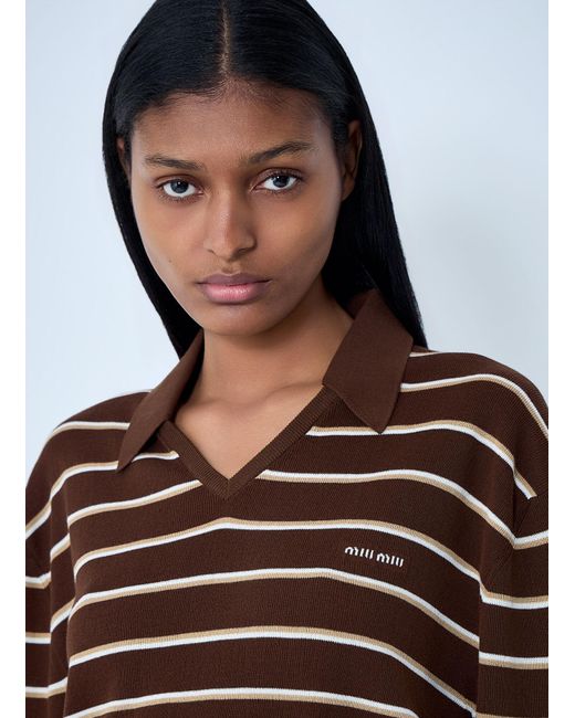 Miu Miu Multicolor Striped Knit Polo Sweater