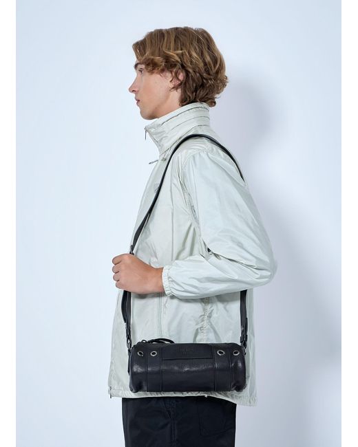 Prada Blue Eyelet Detail Leather Cylinder Bag for men