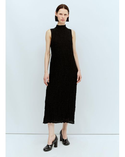 Song For The Mute Black High Neck Midi Dress