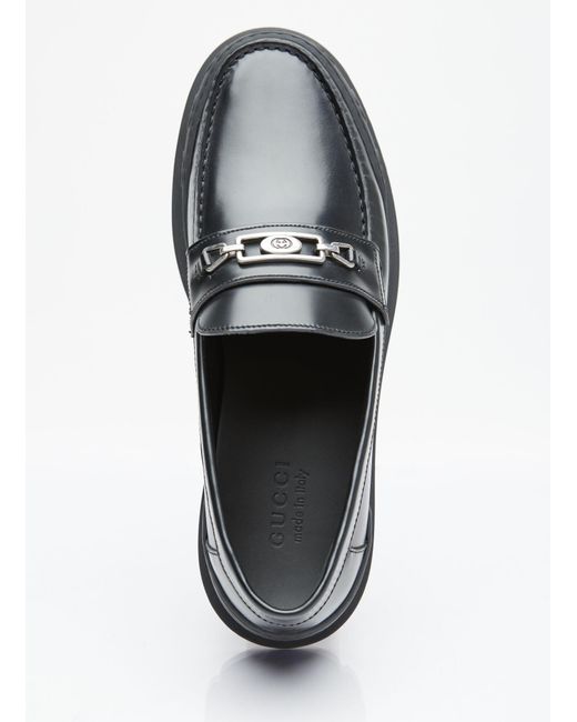 Gucci Black Interlocking G Leather Loafers for men