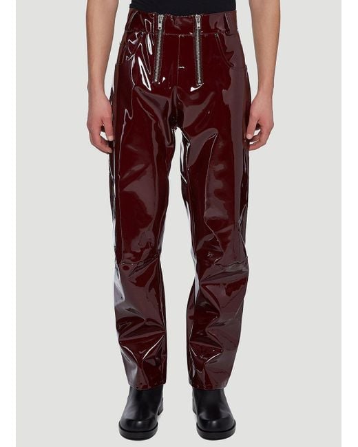 GmbH Red Double-zip Vinyl Pants for men