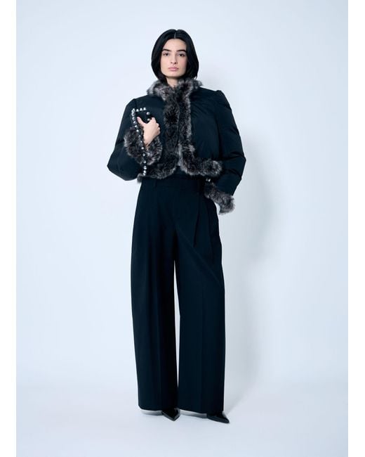 Alexander Wang Blue Puffer Jacket With Shearling Trims