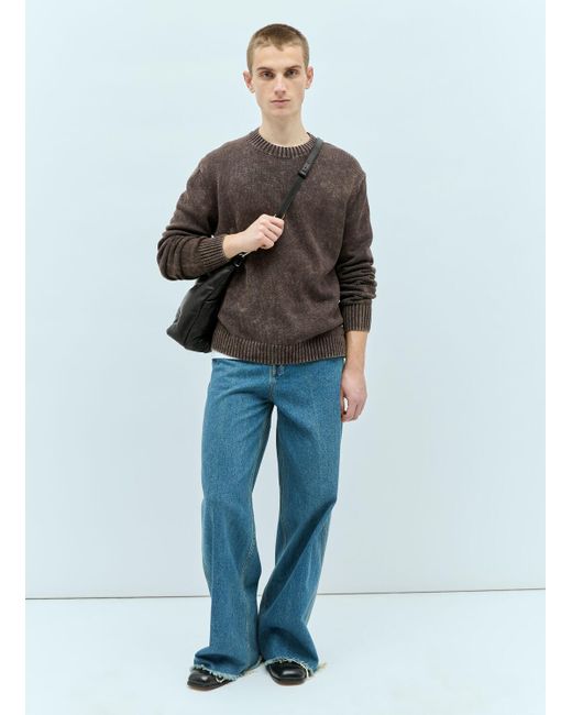 Acne Gray Acid-washed Knit Sweater for men