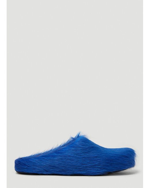 Marni Leather Hairy Fussbett Mules in Blue for Men | Lyst