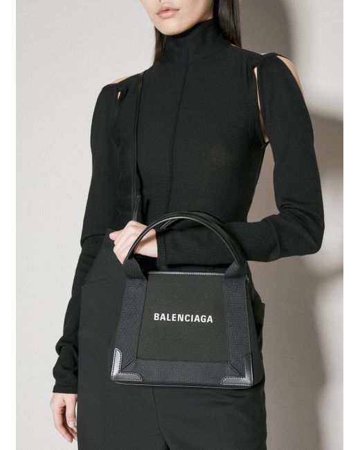 Balenciaga Black Navy Cabas Xs Handbag