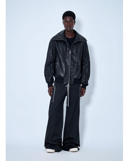 Rick Owens Blue Dracuflight Hammered Leather Jacket for men
