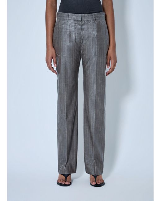 Acne Blue Coated Pinstripe Trousers