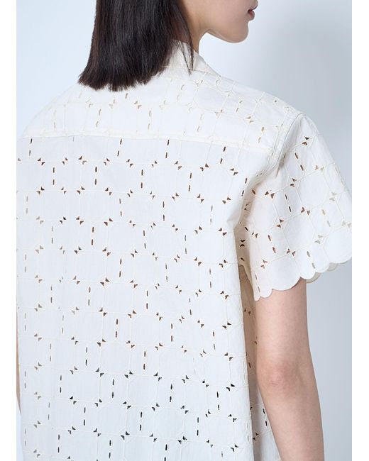 Moncler White Lace Button-Down Shirt