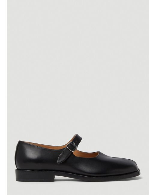 Maison Margiela Leather Mary Jane Tabi Shoes in Black | Lyst