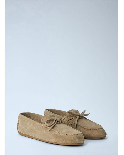 Miu Miu Natural Suede Mesh Loafers