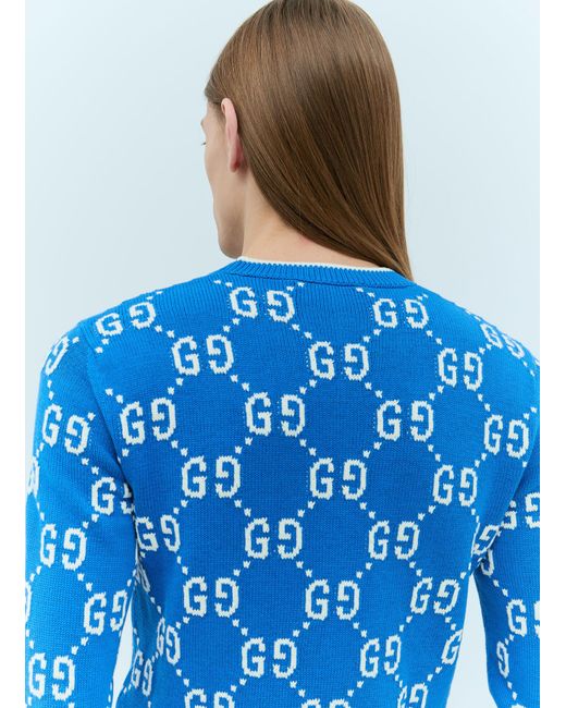 Gucci Blue Gg Intarsia Sweater for men