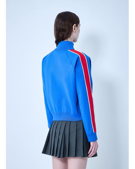 Miu Miu Blue Technical Yarn Zipper Sweatshirt