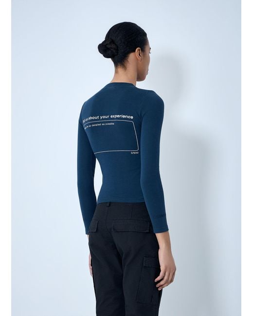 Balenciaga Blue Star Embroidered Ribbed Top