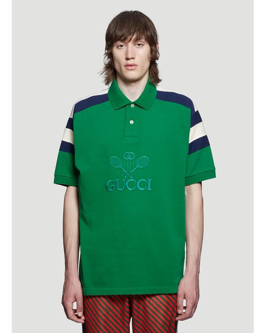 Gucci Green Tennis Oversized Polo Shirt for men