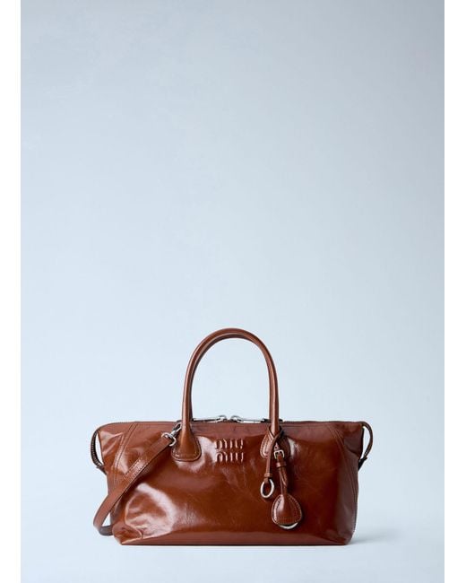 Miu Miu Brown Leather Top Handle Bag