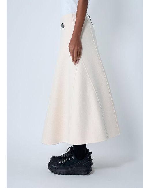 Moncler + Jil Sander White Panelled Wool-Blend Maxi Skirt