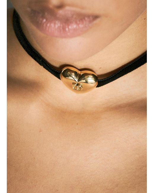 Dolce & Gabbana Natural Dg Heart Logo Velvet Choker