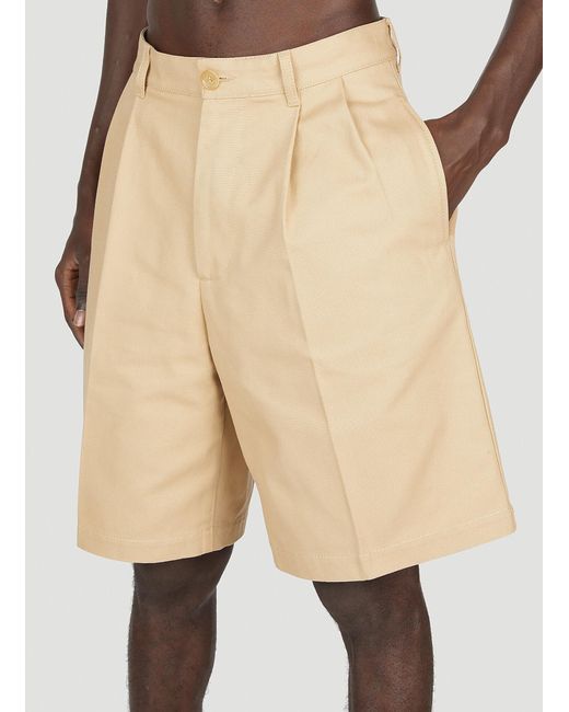 Gucci Natural Folded Pleat Shorts for men