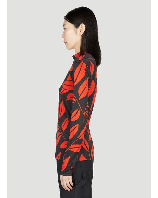 MERYLL ROGGE Red Leaf Print Top