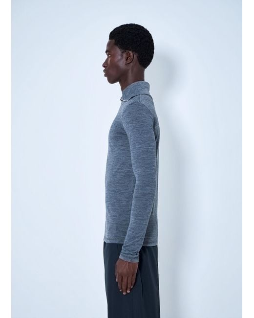 Jil Sander Blue Half-Zip Long Sleeve Top for men