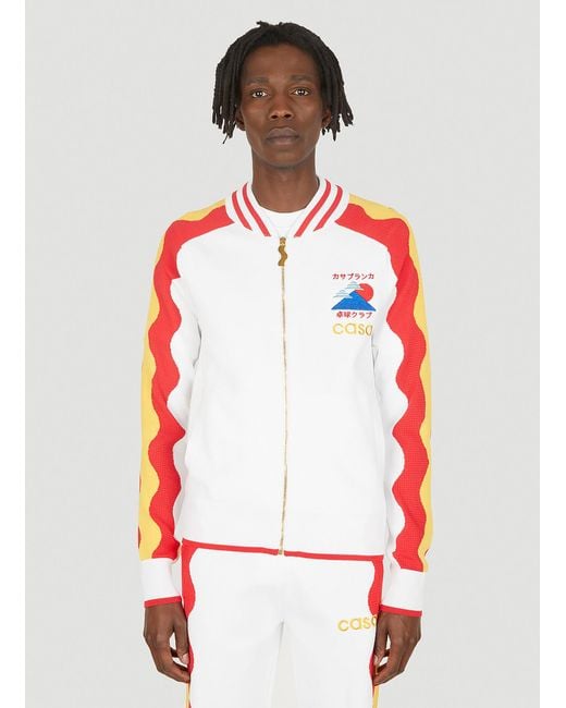 CASABLANCA Knit Wave Track Jacket in White for Men Lyst