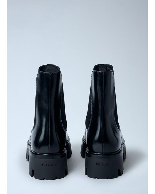 Prada Blue Logo Plaque Ankle Boots