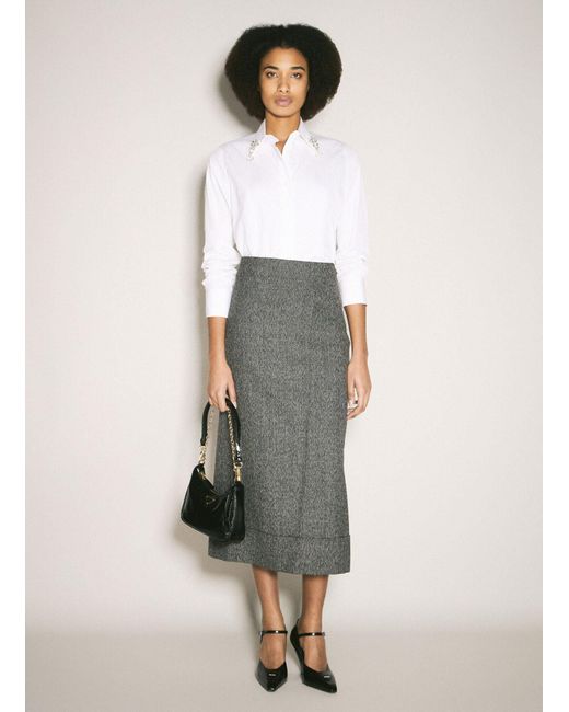 Prada White Embroidered Poplin Shirt