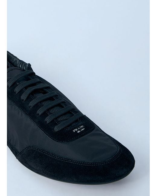 Prada Blue Collapse Re-Nylon And Suede Sneakers for men