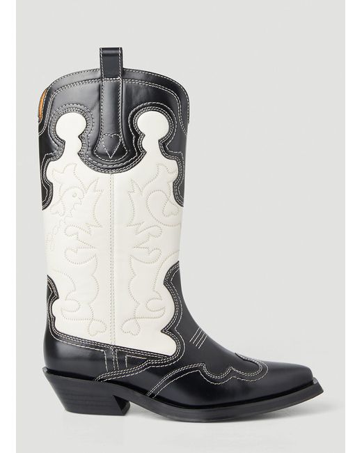 Ganni Multicolor Mid Embroidered Western Boots