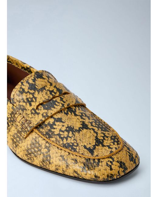 Dries Van Noten White Python-print Leather Loafers