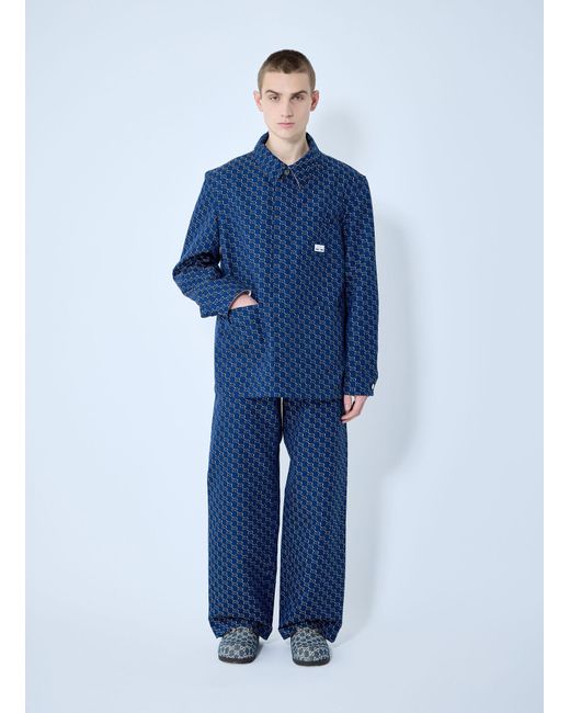 Gucci Blue Cotton Jacquard Jacket With Gg Shadow for men