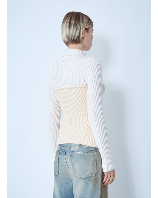 Jean Paul Gaultier White Ribbed Wool Sweater