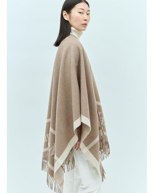 Max Mara Natural Wool Cloak With Fringes