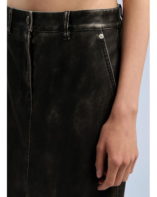 Palm Angels Black Curved Logo Coated Long Skirt