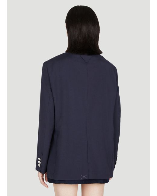 Prada Blue Wool Mohair Suit Blazer